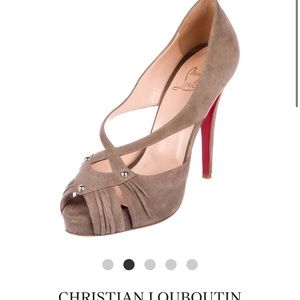 Christian Louboutin Suede Peep-Toe Pumps